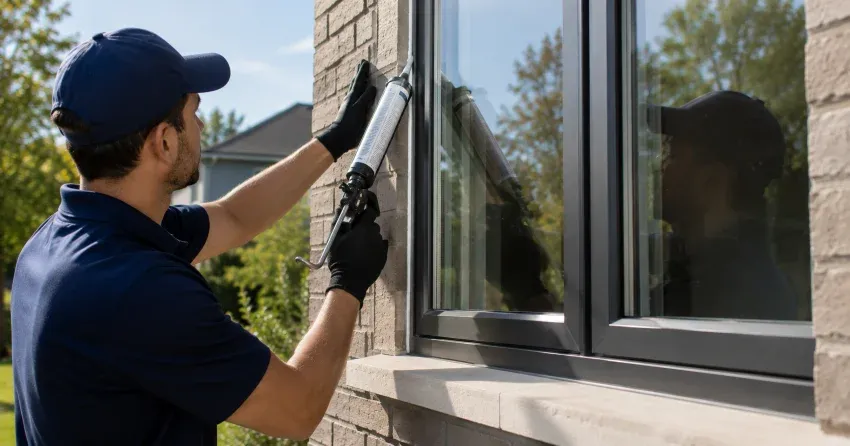 Aluminum window frame with double glazed insulated glass unit installed in a residential wall in Mono, Orangeville