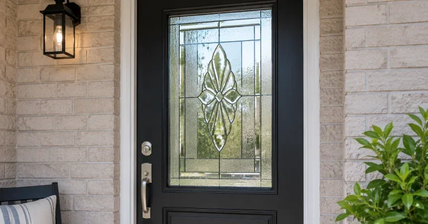 technician replacing a cracked decorative glass panel in Amaranth, Orangeville
