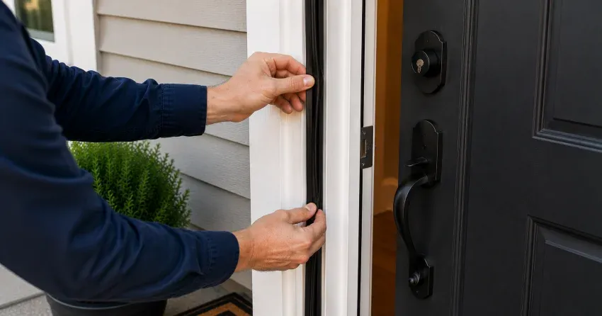 technician performing light test on door seal in Arthur, Orangeville