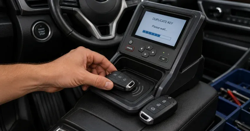 technician cloning a transponder chip key in Orangeville