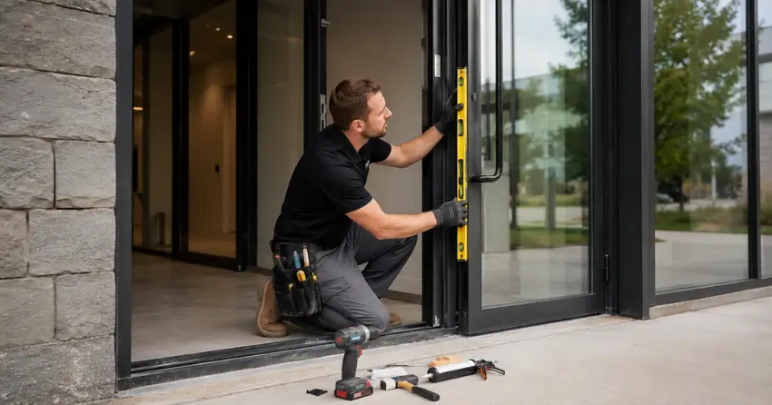 commercial glass door frame installation Alliston, Orangeville