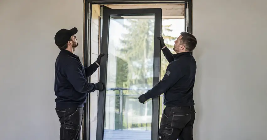 new glass panel being fitted into door frame in Arthur, Orangeville