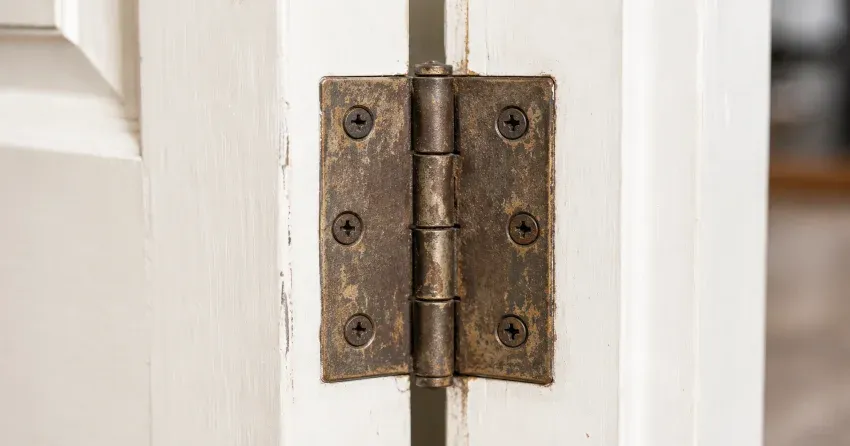 technician adjusting a sagging door hinge in Arthur, Orangeville